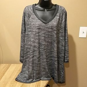 Anne Klein Vintage Marled Grey Raglan Sleeve Sweater 1X